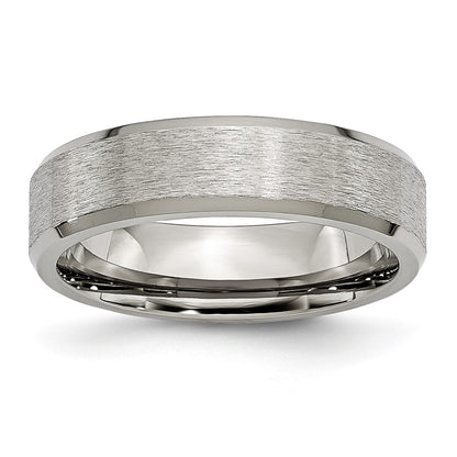 Chisel Titanium Brushed Center 6mm Beveled Edge Band