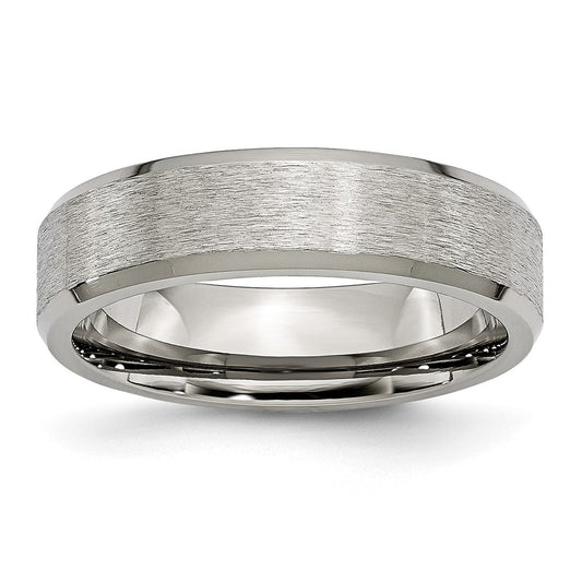 Chisel Titanium Brushed Center 6mm Beveled Edge Band