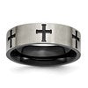 Chisel Titanium Brushed Black IP-plated Cross 7mm Band
