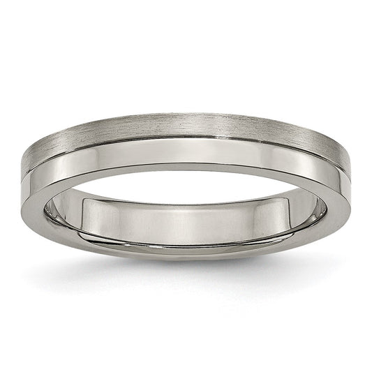 Chisel Titanium Brushed and Polished 4mm Grooved Band