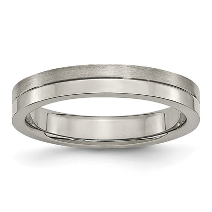 Chisel Titanium Brushed and Polished 4mm Grooved Band