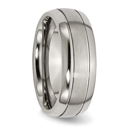 Chisel Titanium Brushed and Polished 8mm Grooved Band