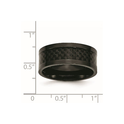 Chisel Titanium Polished Black IP-plated with Carbon Fiber Inlay 9mm Band