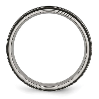 Chisel Titanium Polished Black IP-plated 6mm Grooved Band