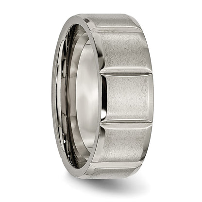 Chisel Titanium Satin and Polished 8mm Grooved Band