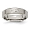 Chisel Titanium Brushed Center Cross Design 6mm Beveled Edge Band