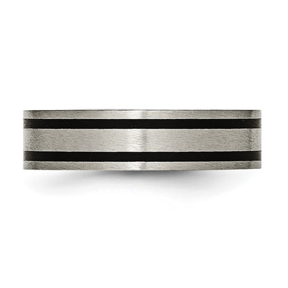 Titanium Brushed Enameled Flat 6mm Band
