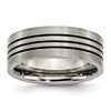 Chisel Titanium Satin and Polished Black Enamel Striped 8mm Flat Band