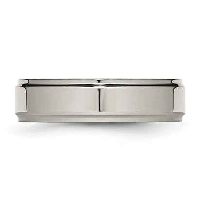 Chisel Titanium Polished 6mm Ridged Edge Band