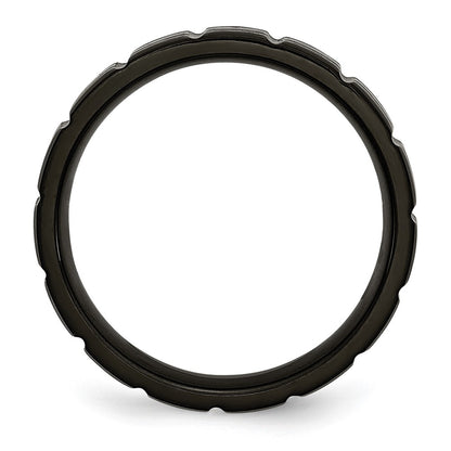 Chisel Titanium Brushed and Polished Black IP-plated 6mm Notched Band