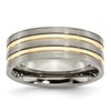 Chisel Titanium Brushed Yellow IP-plated 8mm Grooved Band