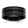 Chisel Titanium Brushed and Polished Black IP-plated 8mm Grooved Band