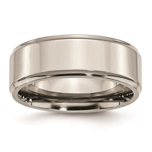 Chisel Titanium Polished 8mm Ridged Edge Band