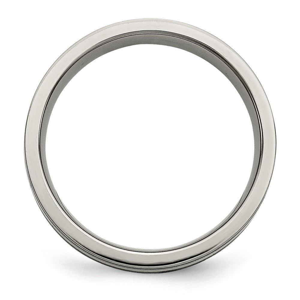 Chisel Titanium Brushed with Sterling Silver Inlay 6mm Grooved Band
