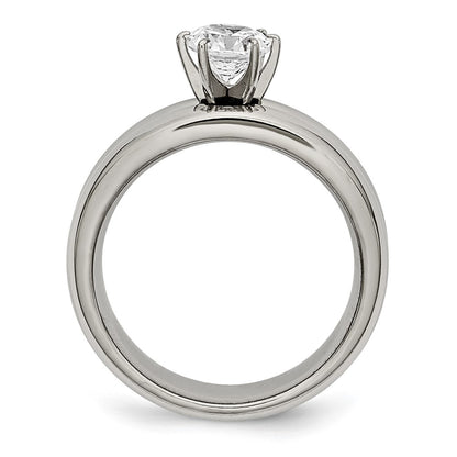 Chisel Titanium Polished with CZ Ring