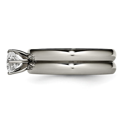 Chisel Titanium Polished with CZ Ring