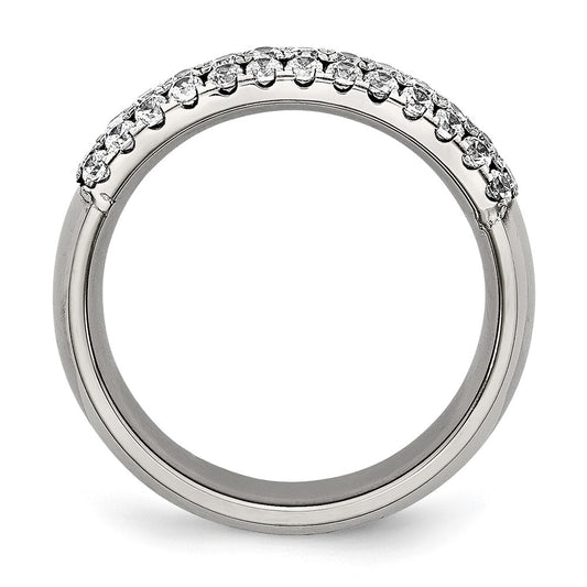 Chisel Titanium Polished Multi-row CZ 7mm Band