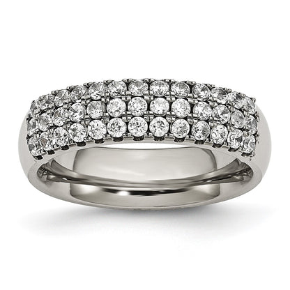 Chisel Titanium Polished Multi-row CZ 7mm Band