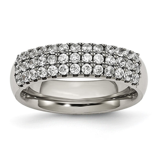 Chisel Titanium Polished Multi-row CZ 7mm Band