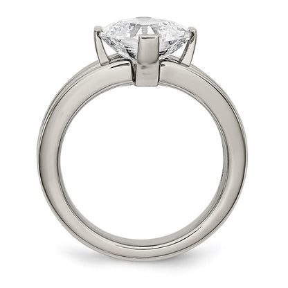 Chisel Titanium Polished with CZ Ring