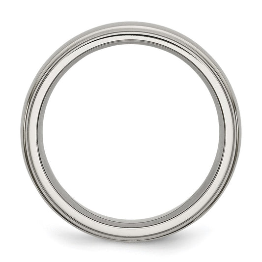Chisel Titanium Brushed Center 7mm Ridged Edge Band