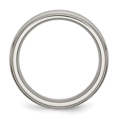 Chisel Titanium Brushed Center 7mm Ridged Edge Band