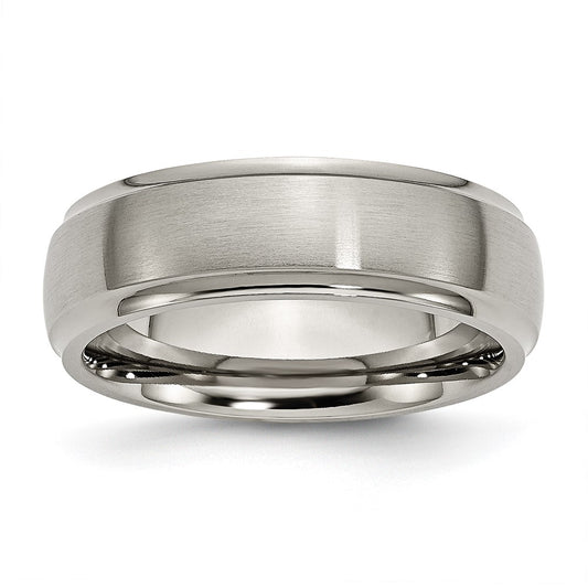 Chisel Titanium Brushed Center 7mm Ridged Edge Band
