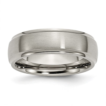 Chisel Titanium Brushed Center 7mm Ridged Edge Band