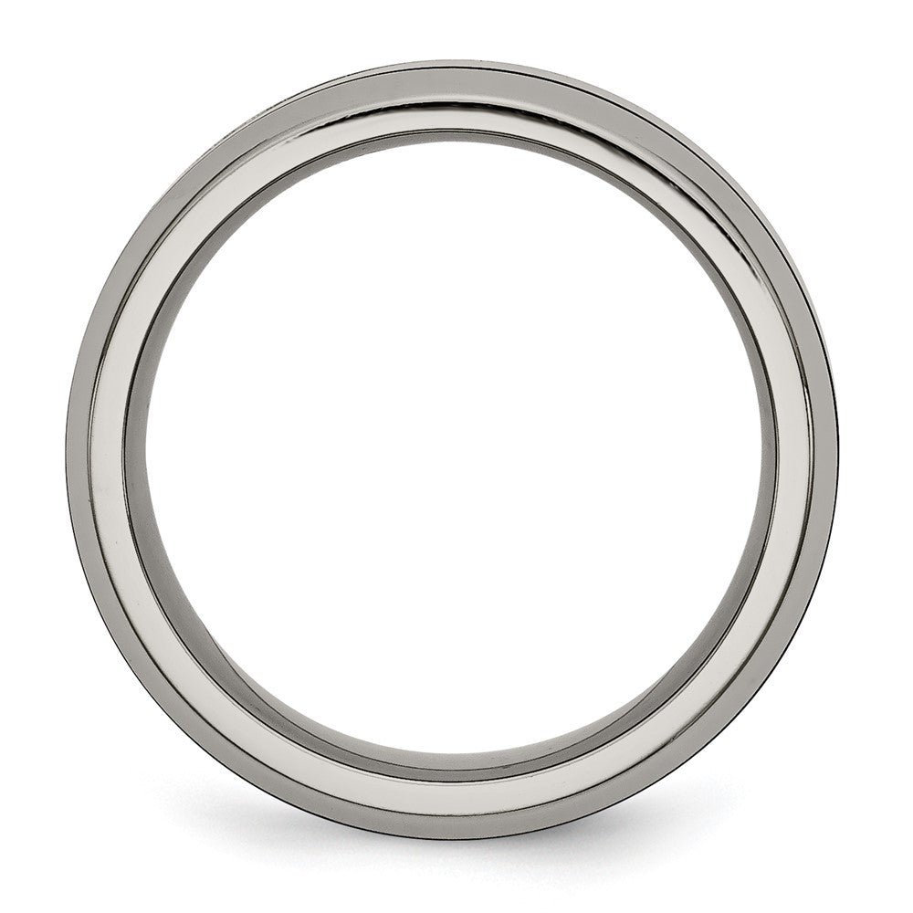 Chisel Titanium Polished with Black Ceramic Center 8mm Beveled Band