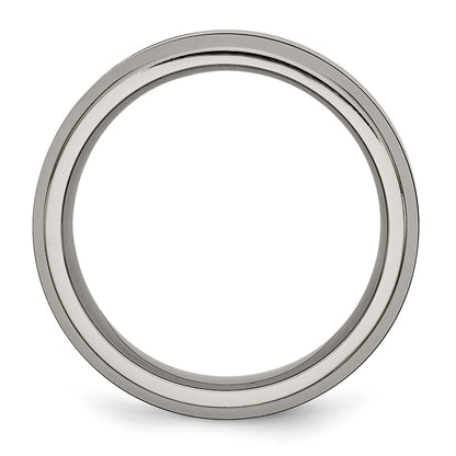Chisel Titanium Polished with Black Ceramic Center 8mm Beveled Band