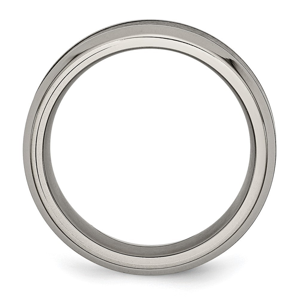 Chisel Titanium Polished with Black Ceramic Center 8mm Beveled Band