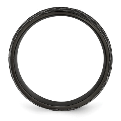 Chisel Titanium Brushed and Polished Hammered Black IP-plated 8mm Band