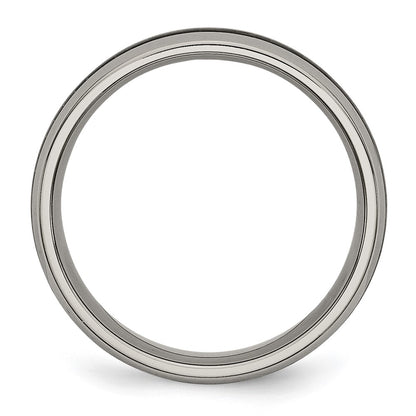 Chisel Titanium Polished with Black Carbon Fiber Inlay 6mm Band