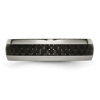 Chisel Titanium Polished with Black Carbon Fiber Inlay 6mm Band