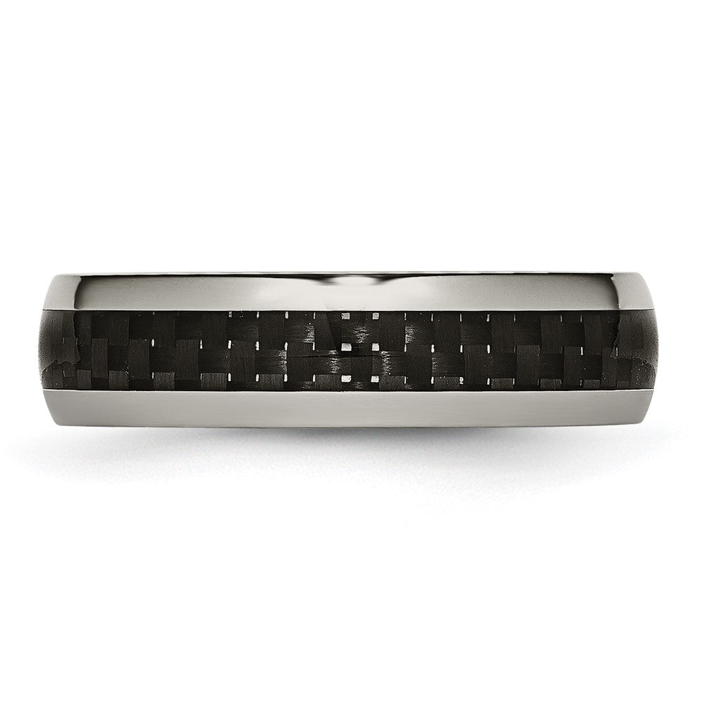 Chisel Titanium Polished with Black Carbon Fiber Inlay 6mm Band