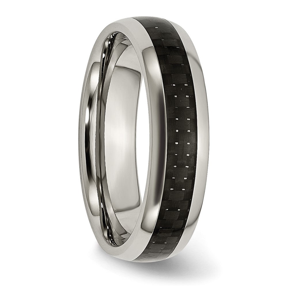 Chisel Titanium Polished with Black Carbon Fiber Inlay 6mm Band