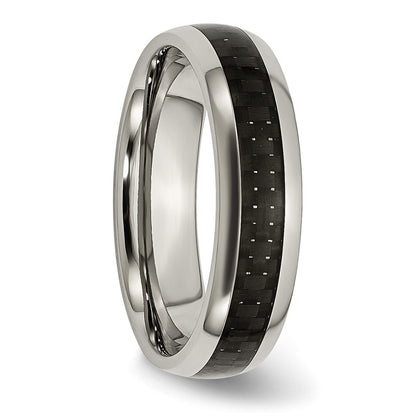 Chisel Titanium Polished with Black Carbon Fiber Inlay 6mm Band