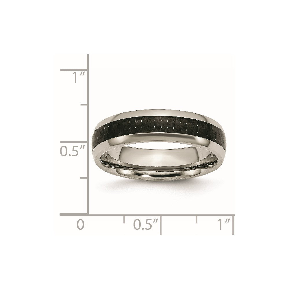 Chisel Titanium Polished with Black Carbon Fiber Inlay 6mm Band