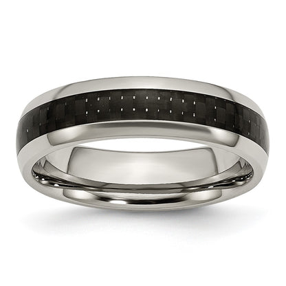 Chisel Titanium Polished with Black Carbon Fiber Inlay 6mm Band