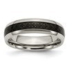 Chisel Titanium Polished with Black Carbon Fiber Inlay 6mm Band