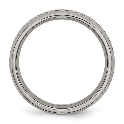 Chisel Titanium Polished with Grey Carbon Fiber Inlay 6mm Band