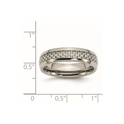 Chisel Titanium Polished with Grey Carbon Fiber Inlay 6mm Band