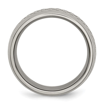 Chisel Titanium Polished with Grey Carbon Fiber Inlay 8mm Band