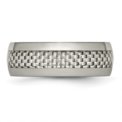 Titanium Polished w/Grey Carbon Fiber Inlay 8mm Band