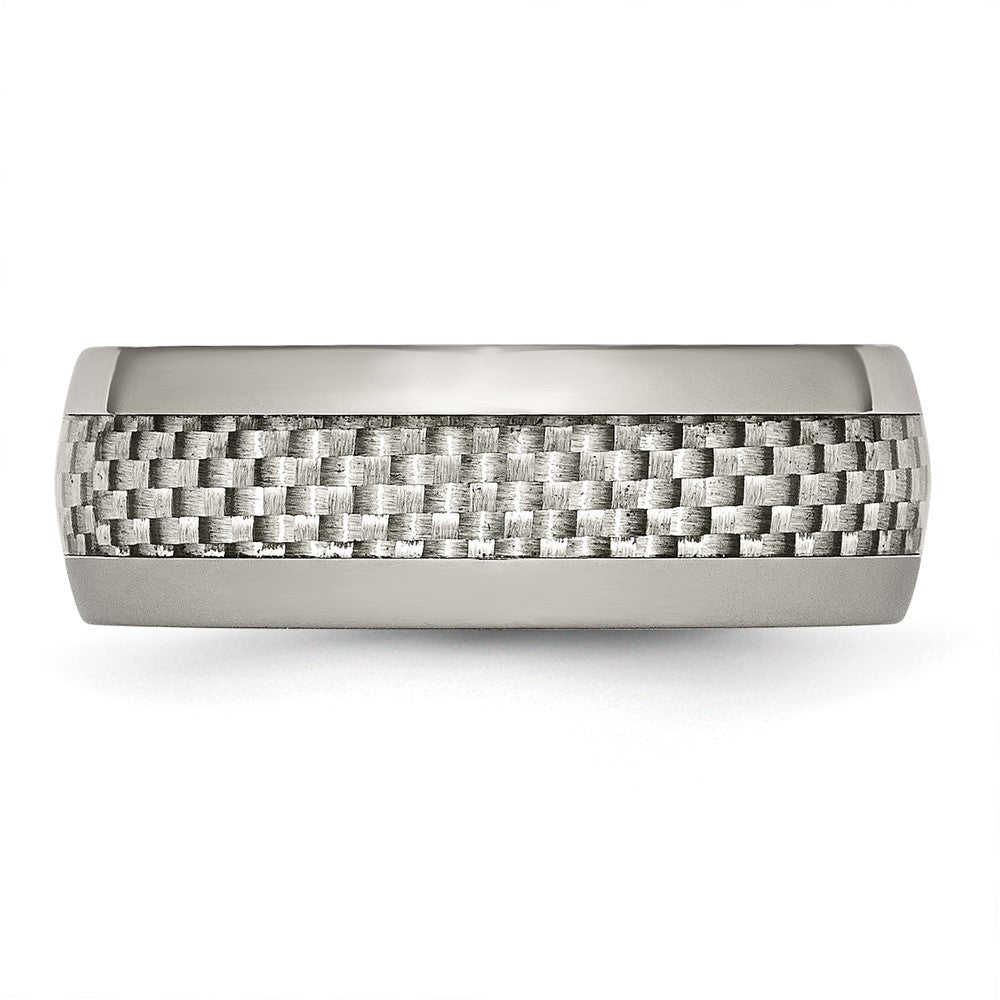 Chisel Titanium Polished with Grey Carbon Fiber Inlay 8mm Band