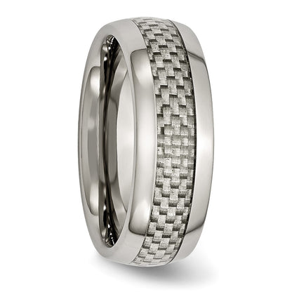 Titanium Polished w/Grey Carbon Fiber Inlay 8mm Band