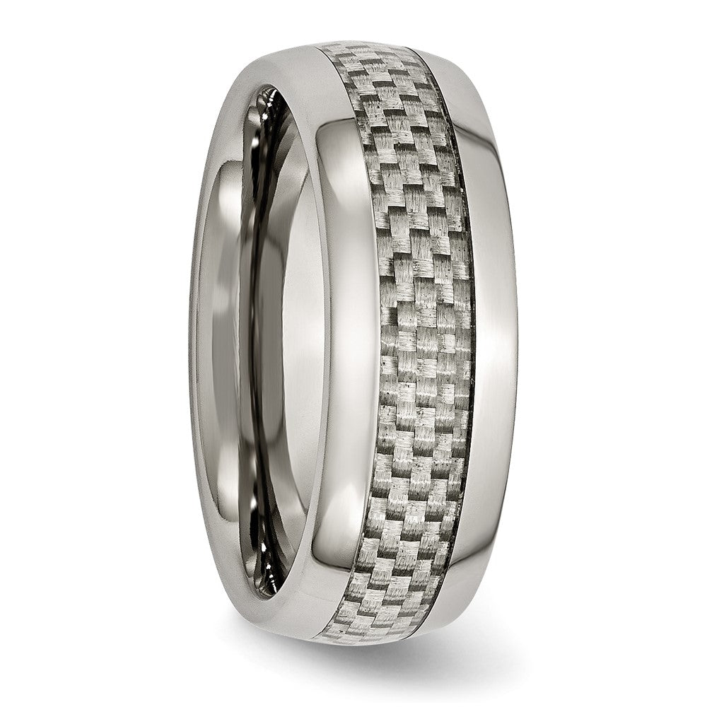 Chisel Titanium Polished with Grey Carbon Fiber Inlay 8mm Band