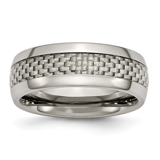 Chisel Titanium Polished with Grey Carbon Fiber Inlay 8mm Band