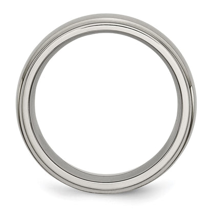 Chisel Titanium Brushed Center 8mm Ridged Edge Band