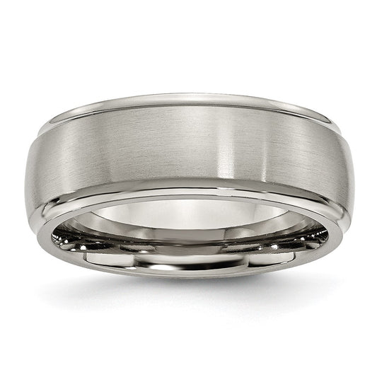 Chisel Titanium Brushed Center 8mm Ridged Edge Band
